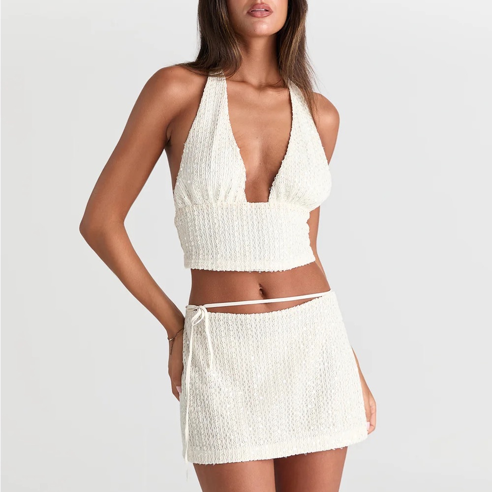 Sasha Therese  White Halter Set
